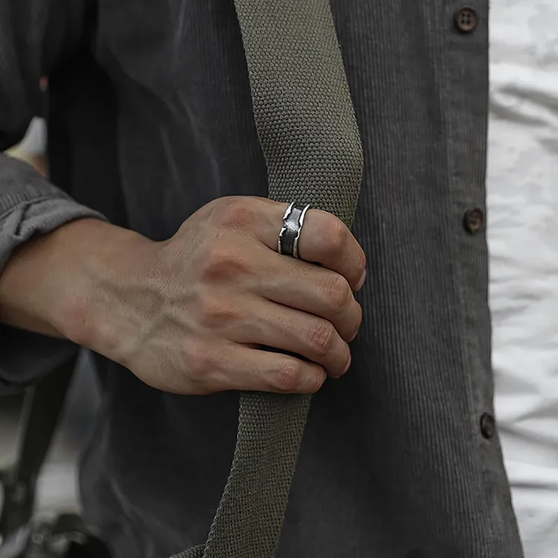 12Pcs Vintage Rings for Men - Adjustable Angel Wings Ring Goth Punk Open Ring Set