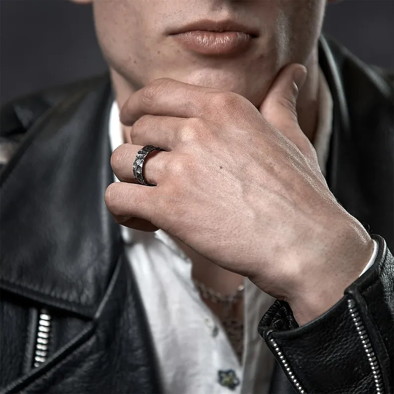12Pcs Vintage Rings for Men - Adjustable Angel Wings Ring Goth Punk Open Ring Set