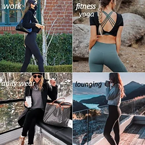 4 Pack Leggings for Women Butt Lift - High Waisted Tummy Control Soft Pants 4 Way Stretch Tights for Yoga Workout