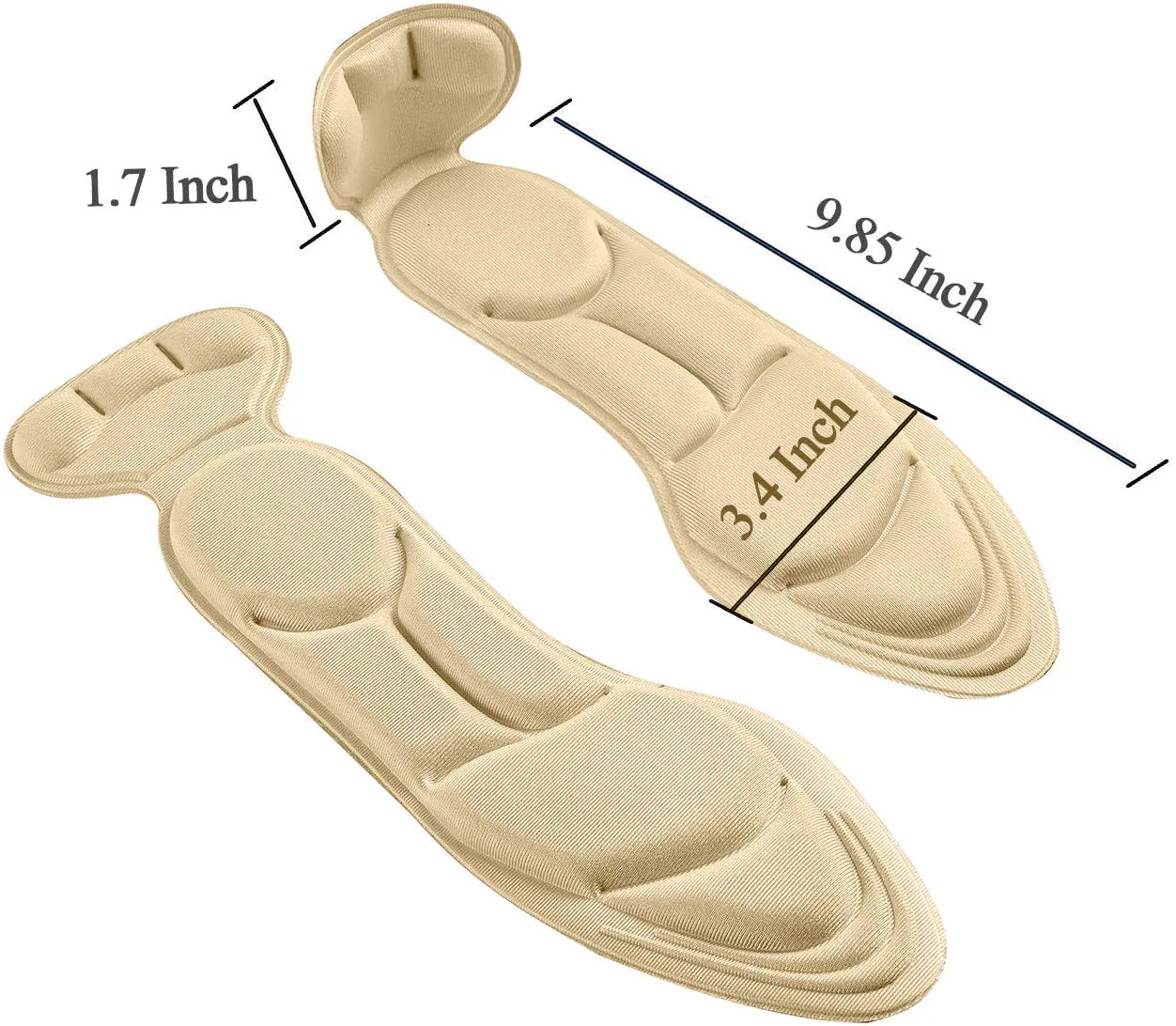 5 Pairs Of Heel Cushions Inserts With Achilles Tendon Protection - Very Soft Shoe UK 3-7 | UE 35-39 Beige