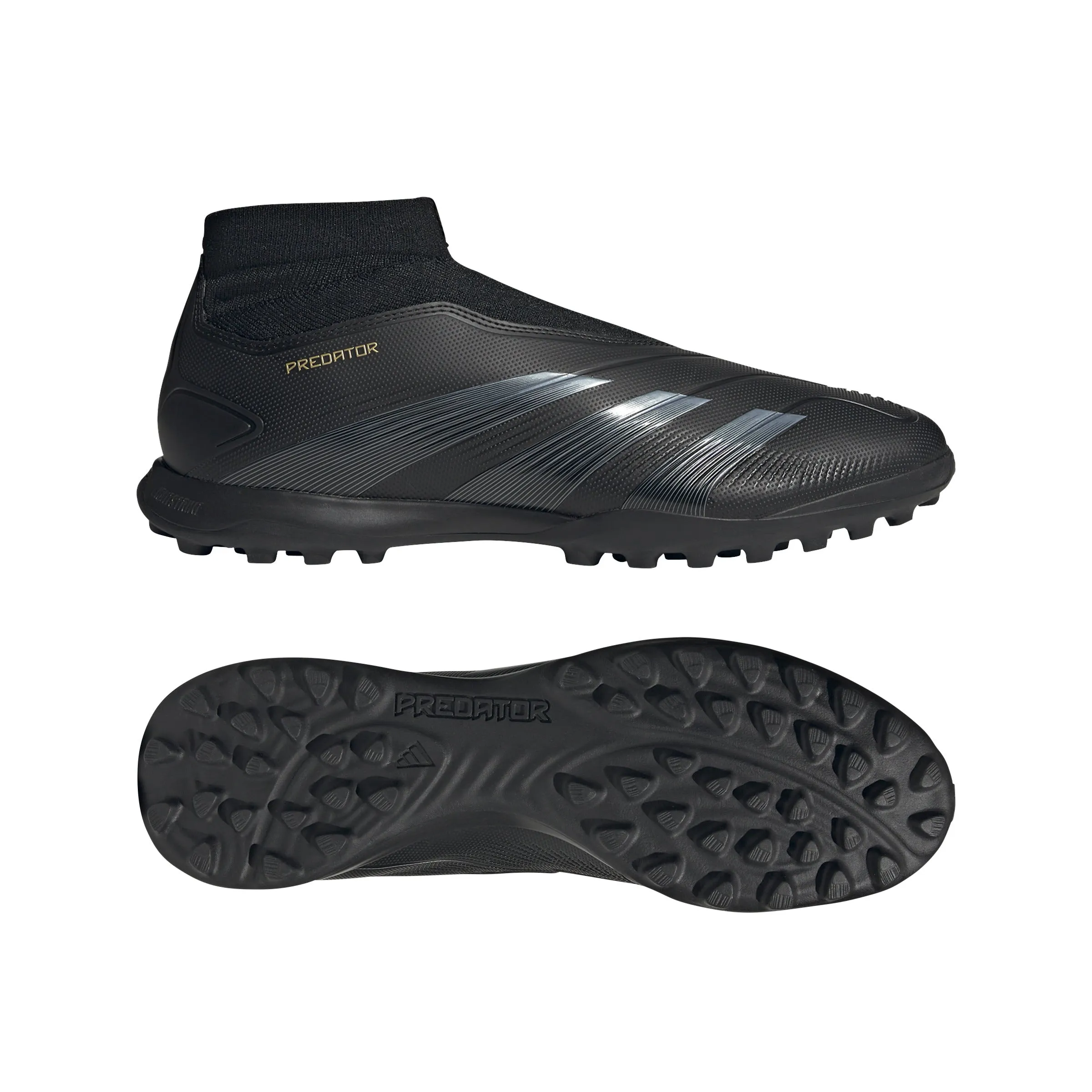 adidas Predator League Laceless Turf Soccer Cleat - Core Black/Carbon/Gold
