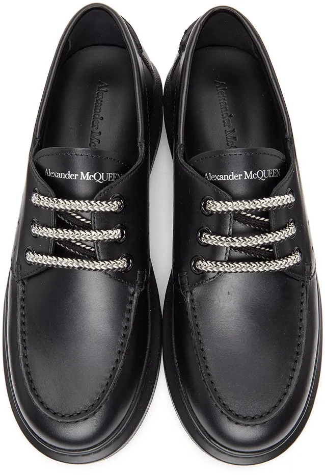 Alexander McQueen Black Leather Boat Shoes