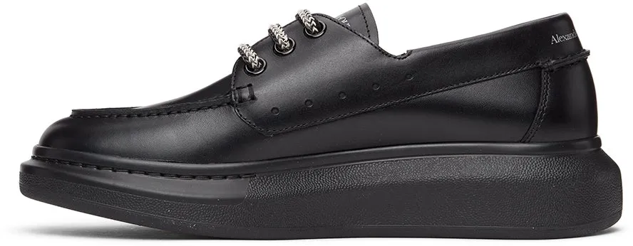 Alexander McQueen Black Leather Boat Shoes
