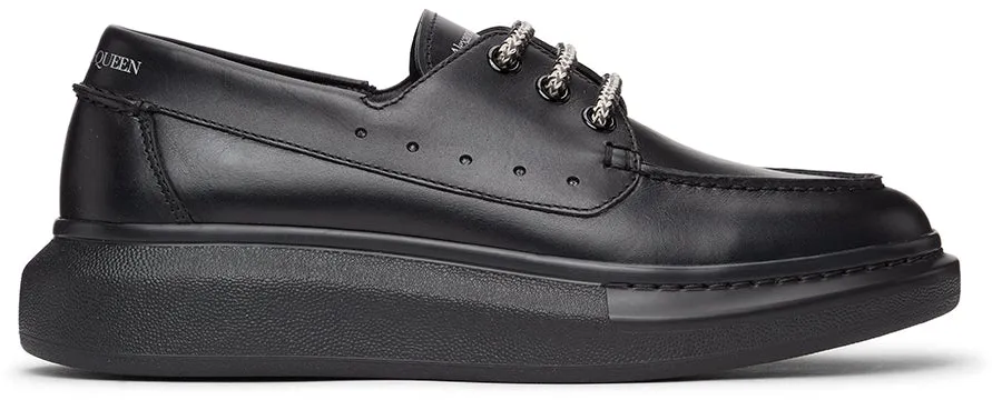 Alexander McQueen Black Leather Boat Shoes