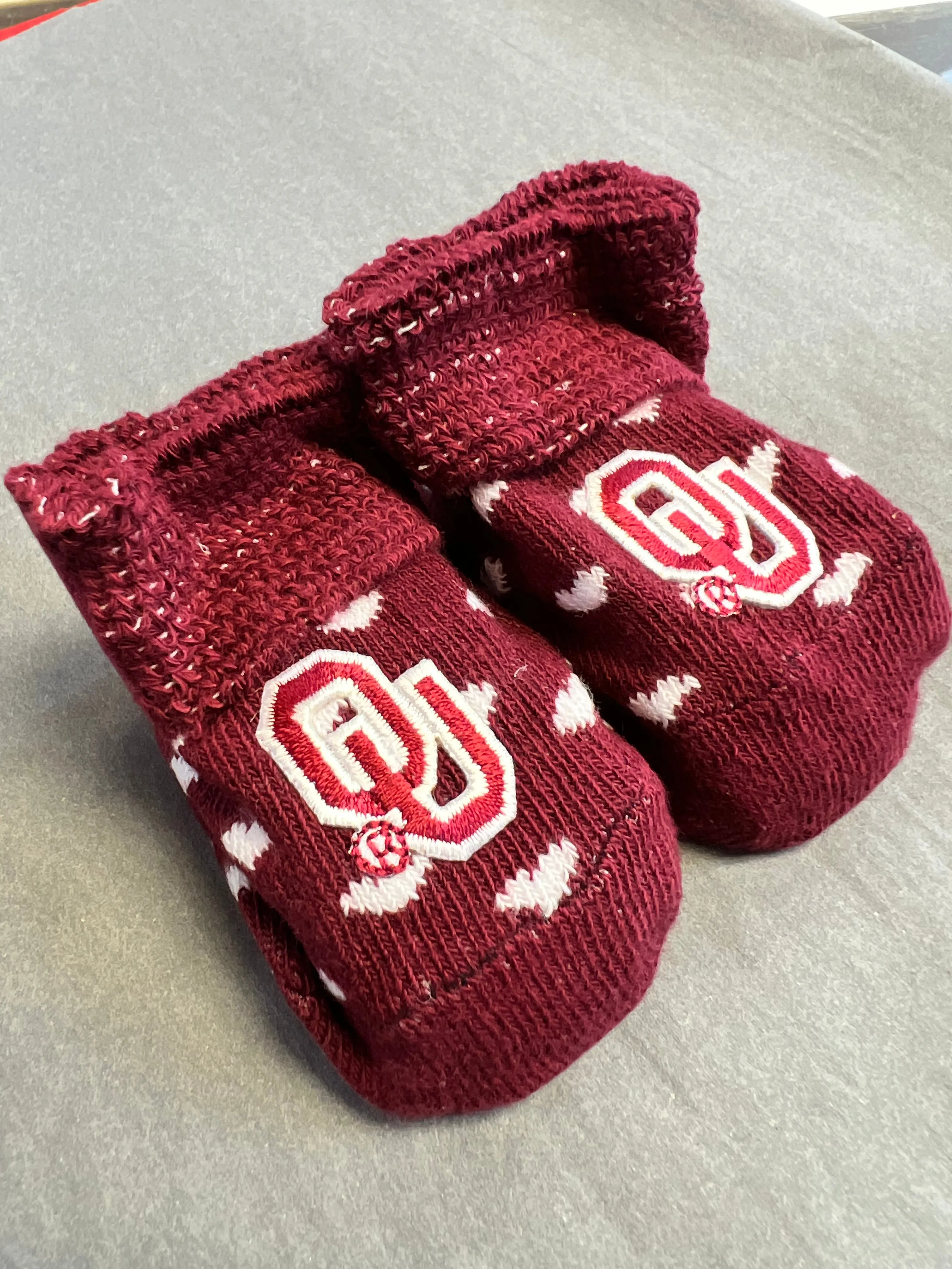 Baby booties in clear gift box