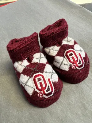Baby booties in clear gift box