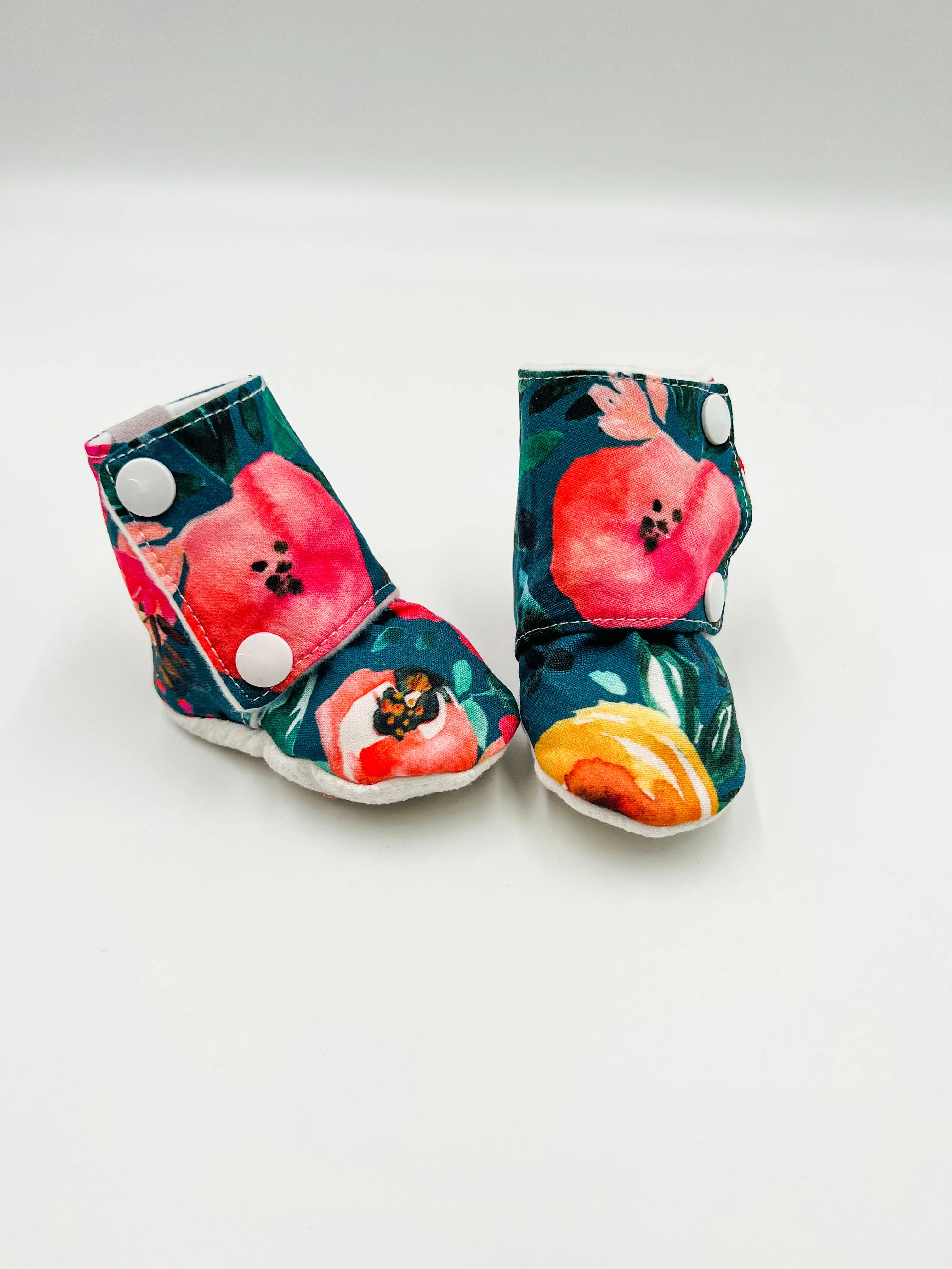 Baby Booties (Teal Floral)