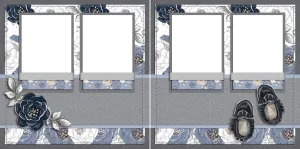 Baby Boy Booties - Digital Scrapbook Pages - INSTANT DOWNLOAD