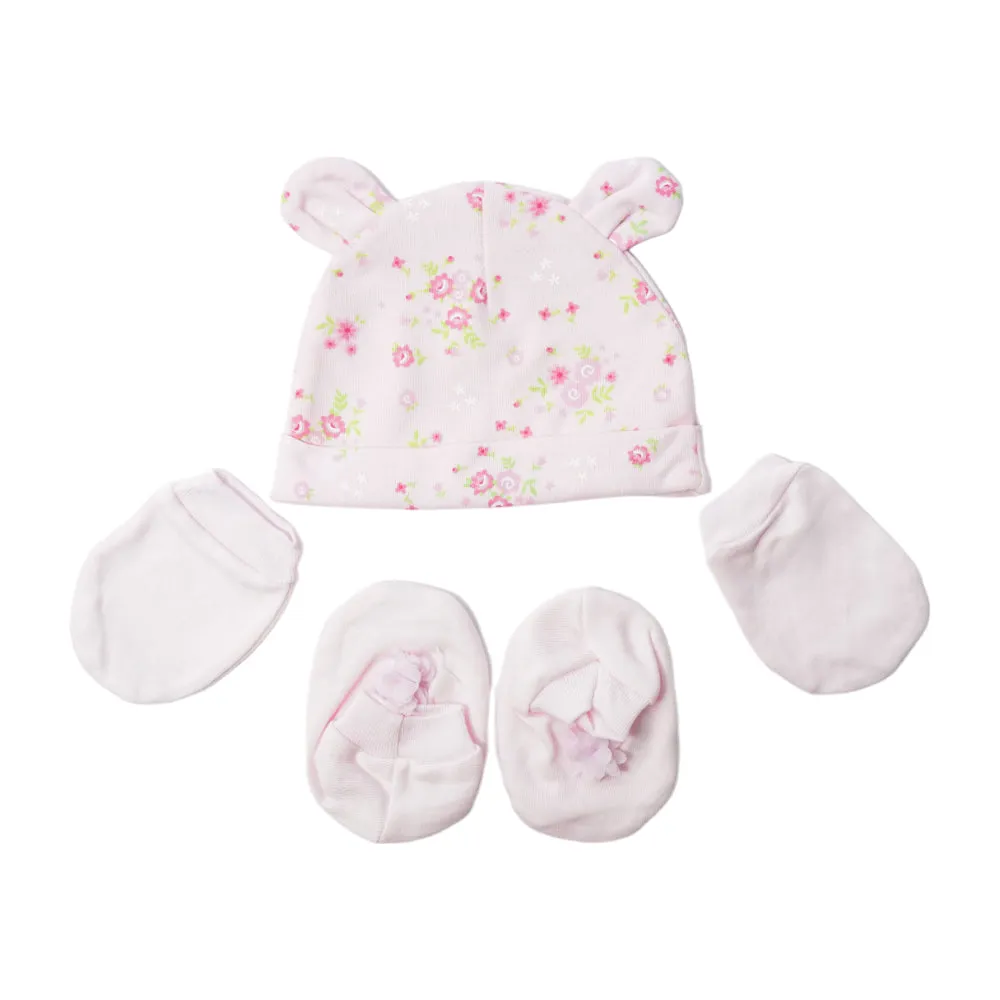 BABY COTTON CAP MITTON & BOOTIES SET MDW-23 CHI COT3D66