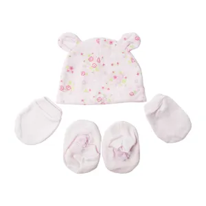 BABY COTTON CAP MITTON & BOOTIES SET MDW-23 CHI COT3D66