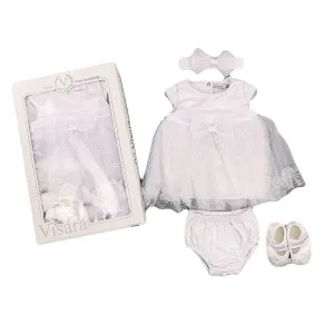 Baby Girls White Organza Overlay Dress Boxed Set
