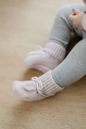 Blush Hand Knitted Cashmere Baby Booties