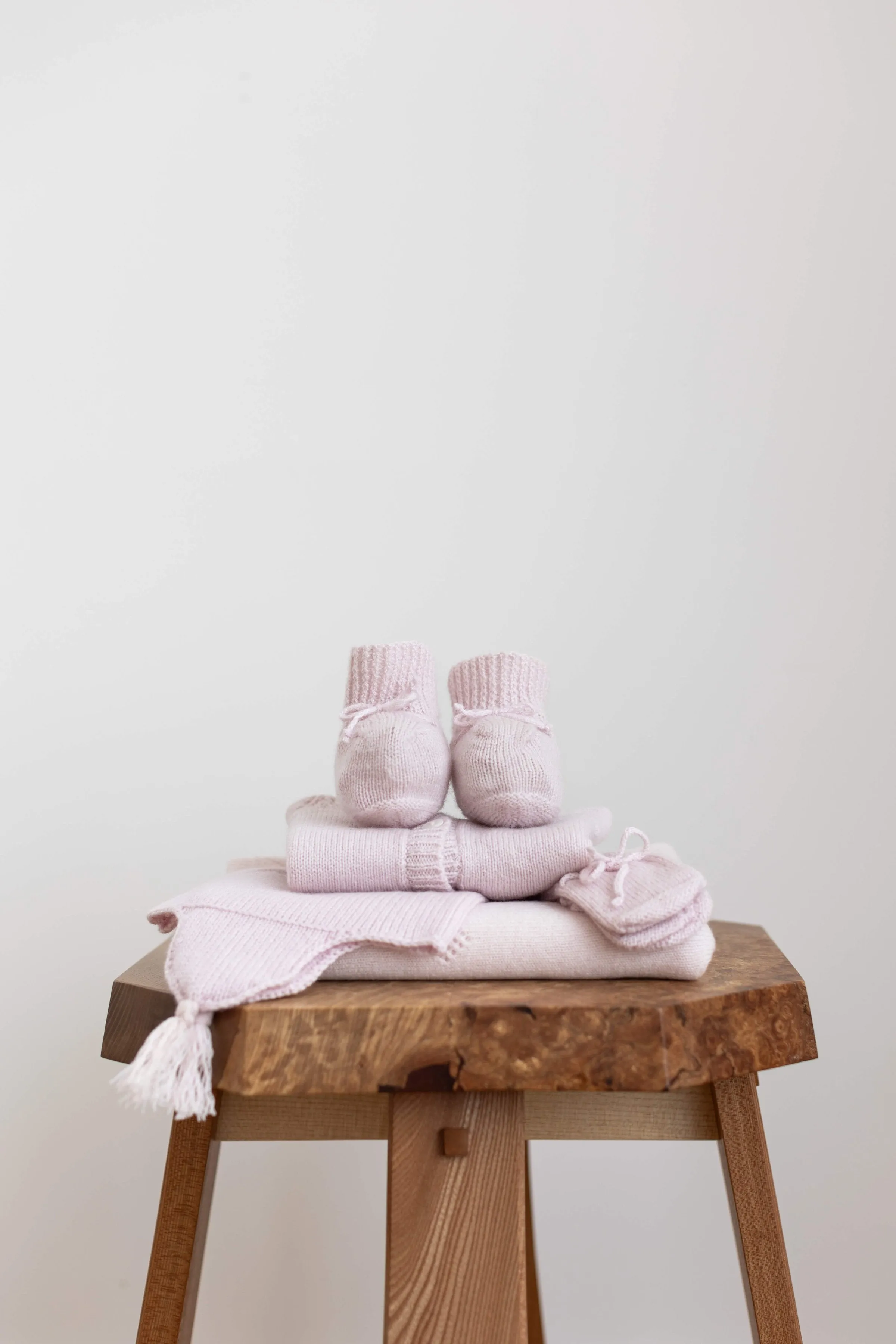 Blush Hand Knitted Cashmere Baby Booties