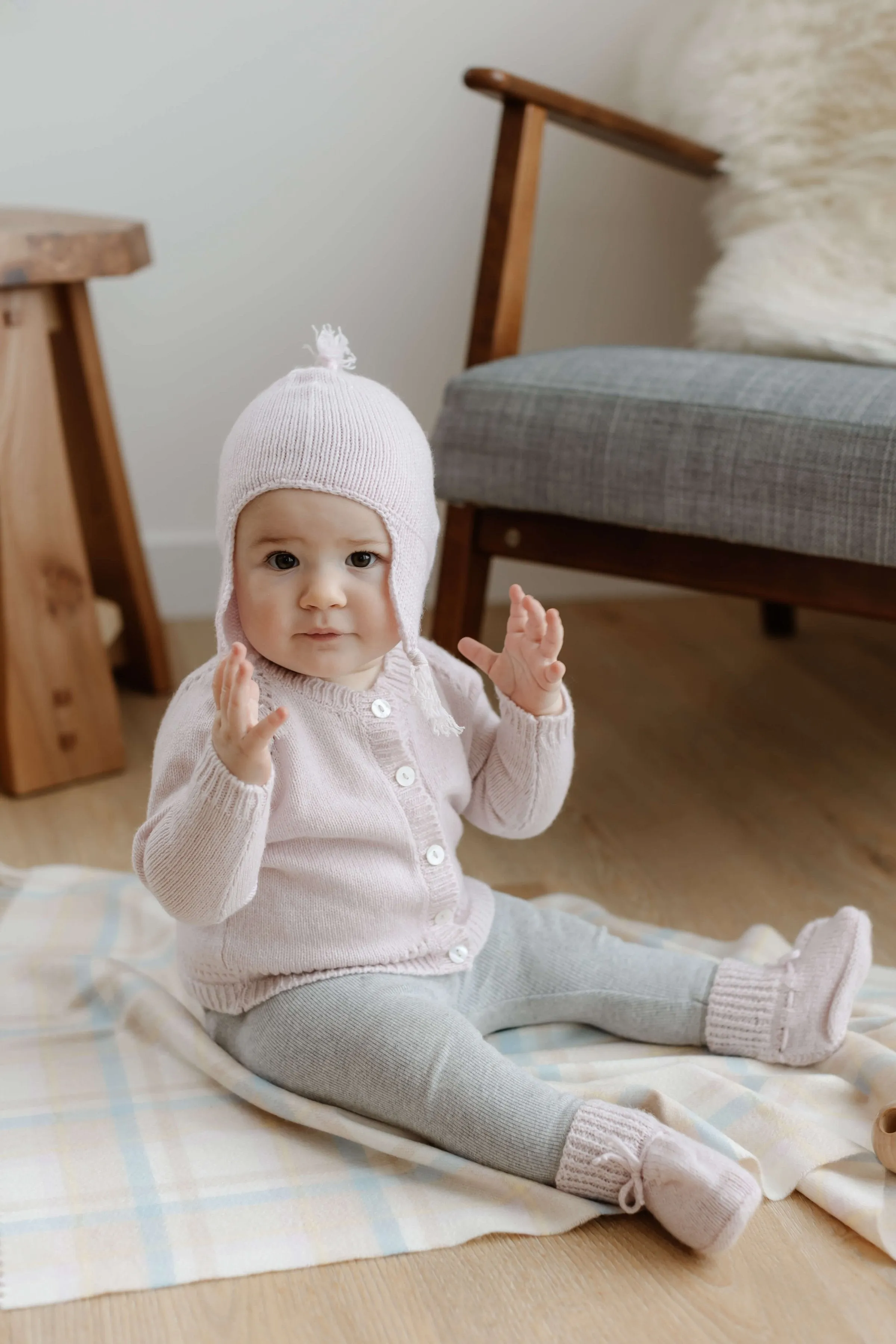 Blush Hand Knitted Cashmere Baby Booties