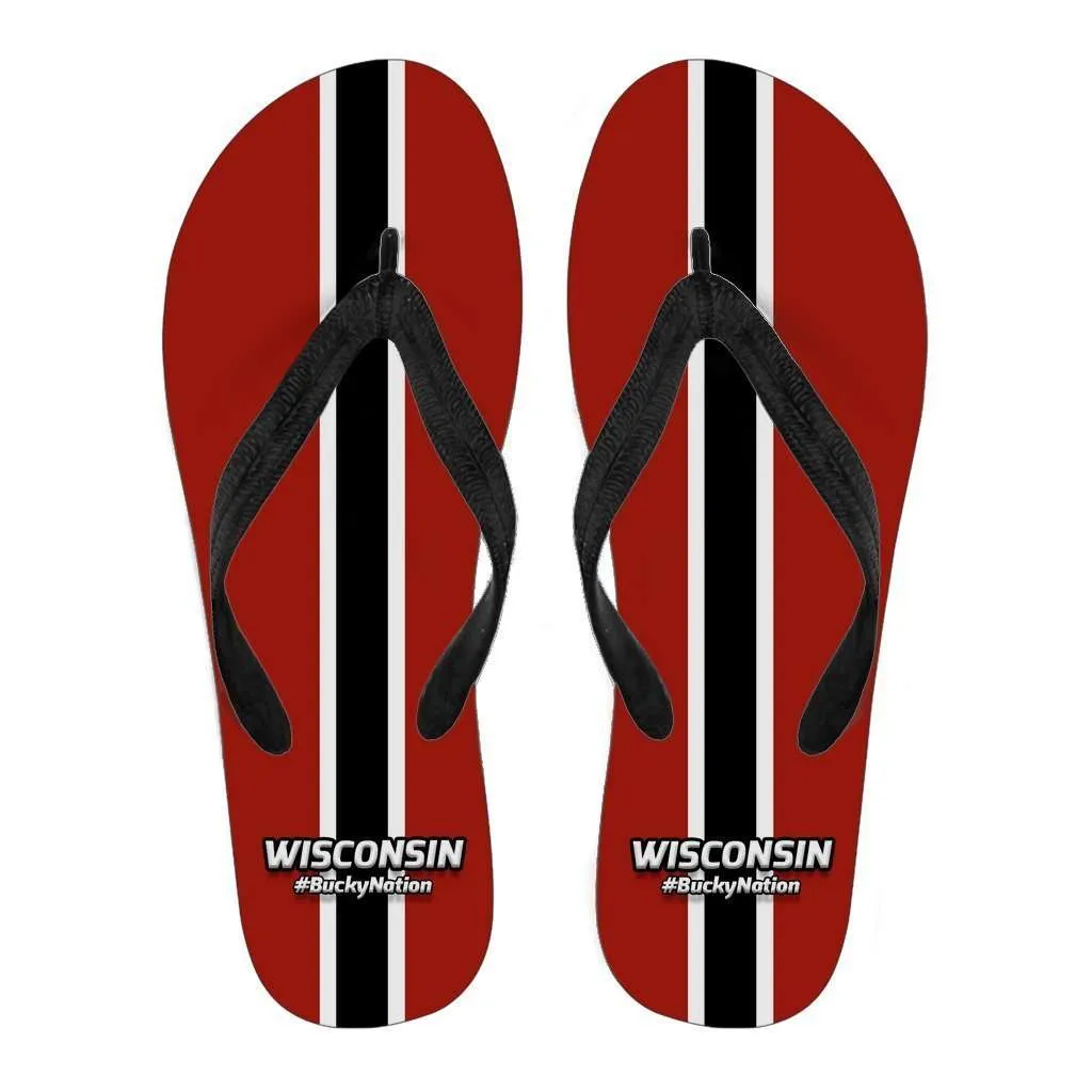 #BuckyNation Wisconsin Fan Flip Flops Sandals