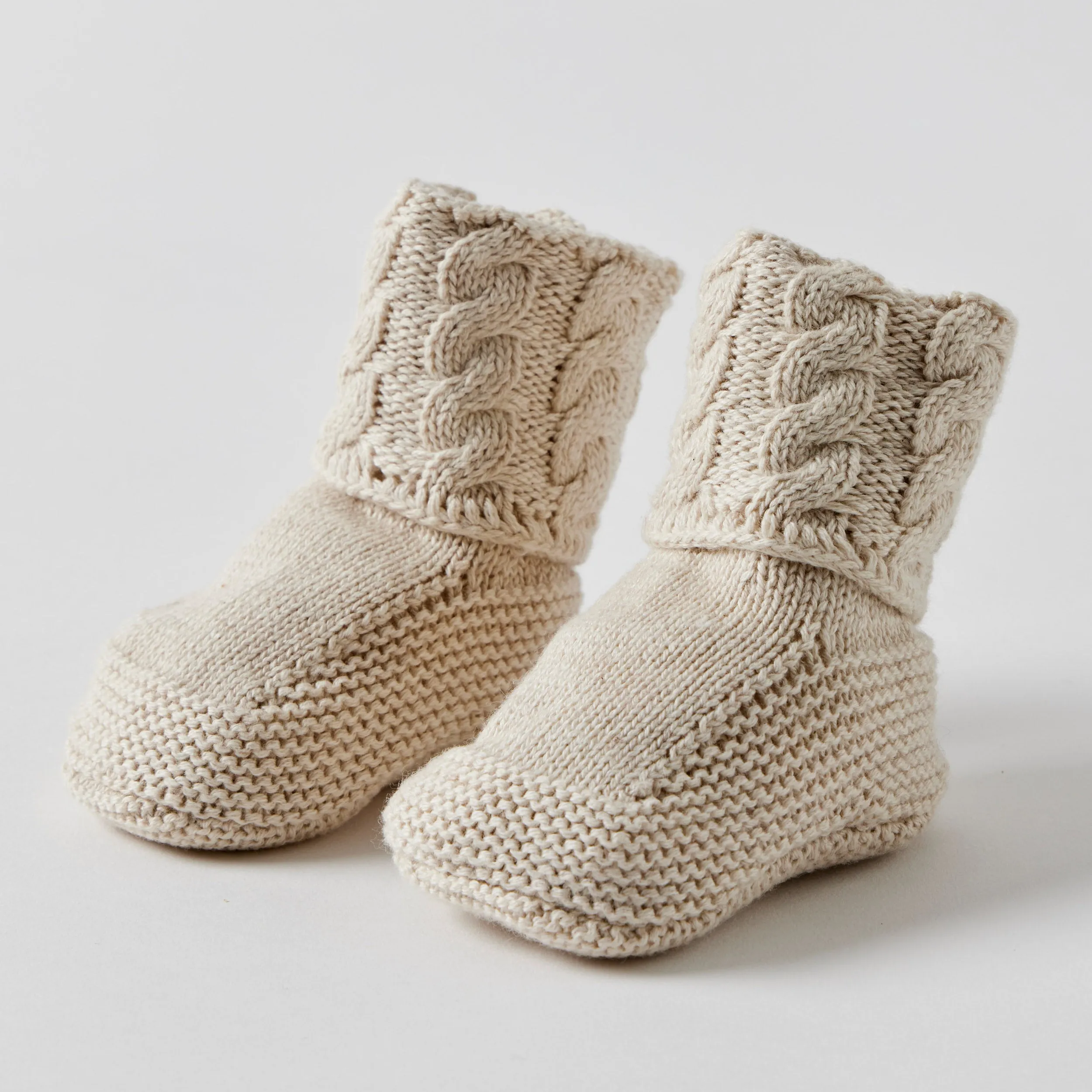 Cable Knit Natural Booties by Jiggle & Giggle