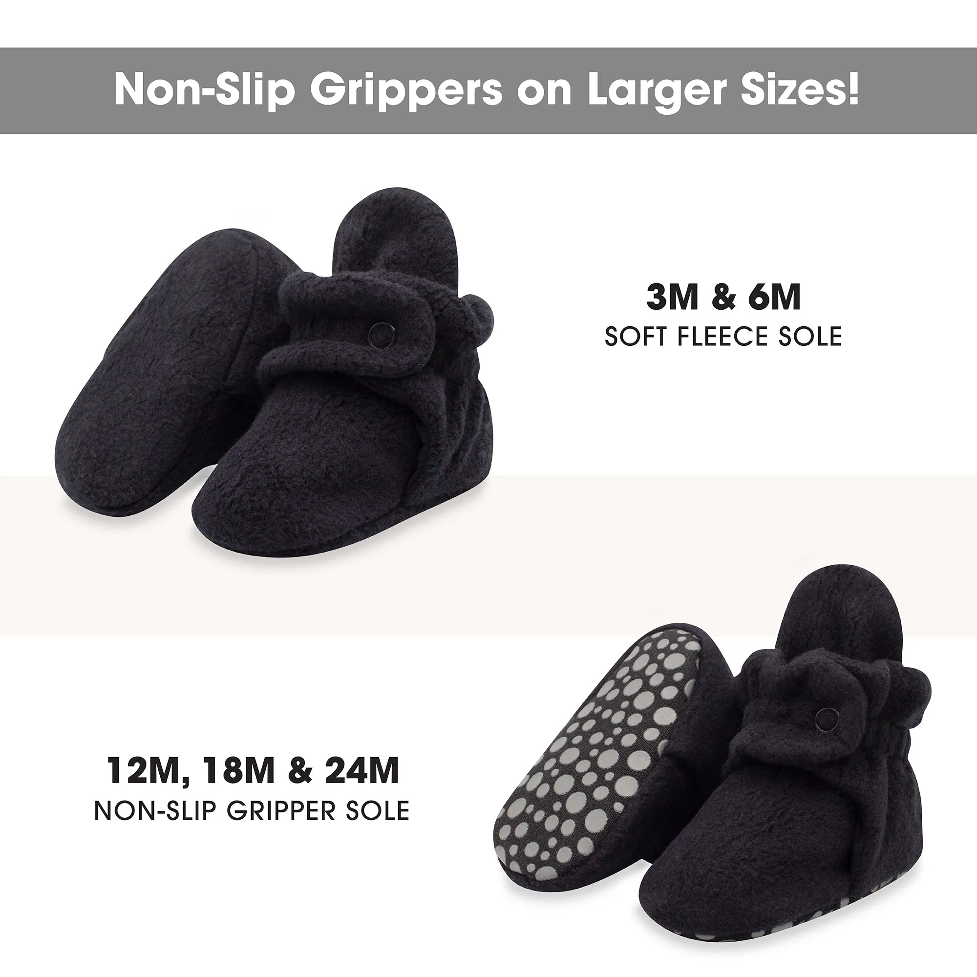 Cozie Fleece Gripper Baby Bootie - Black