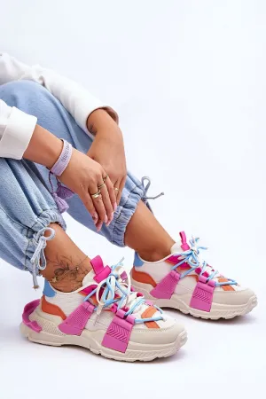 Cream Pink Fashion Eco Leather Sneakers