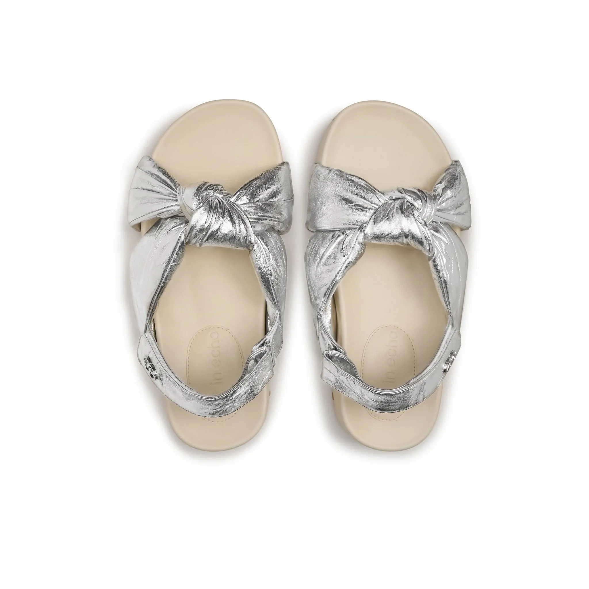 Cross Kink After Strap Sandals In Silver