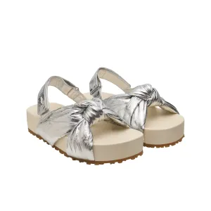 Cross Kink After Strap Sandals In Silver