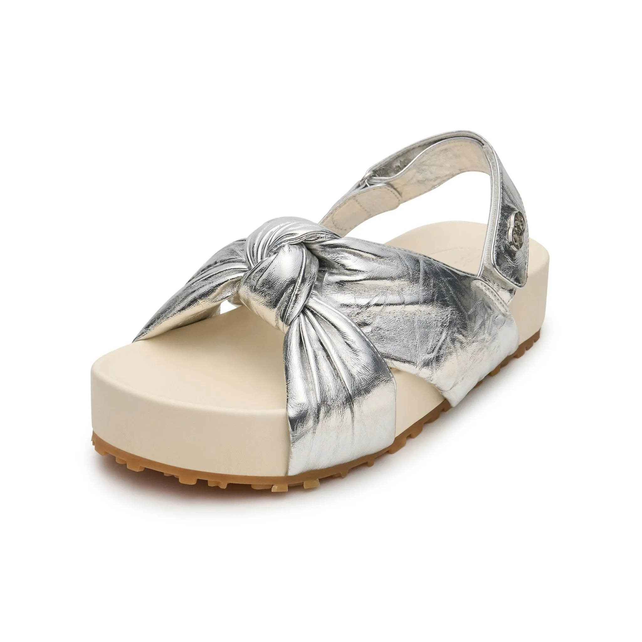 Cross Kink After Strap Sandals In Silver