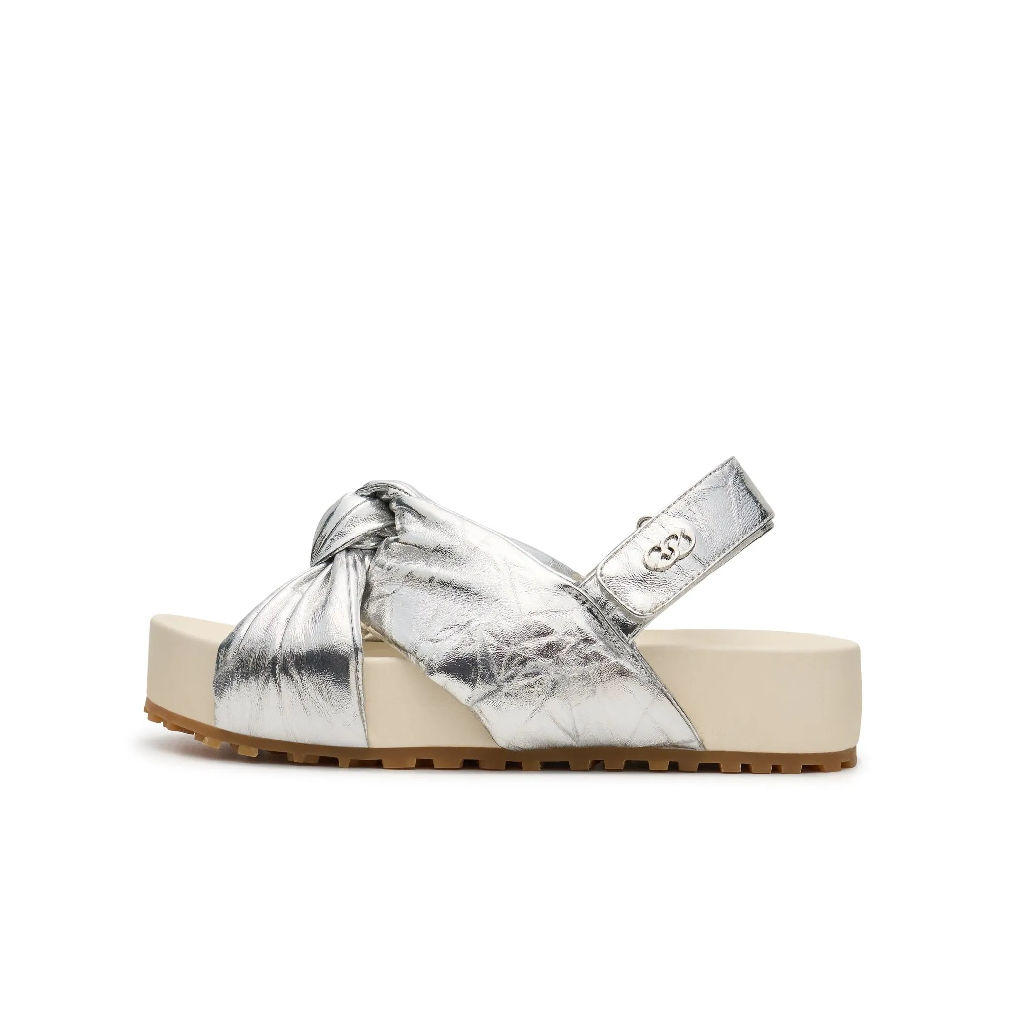 Cross Kink After Strap Sandals In Silver