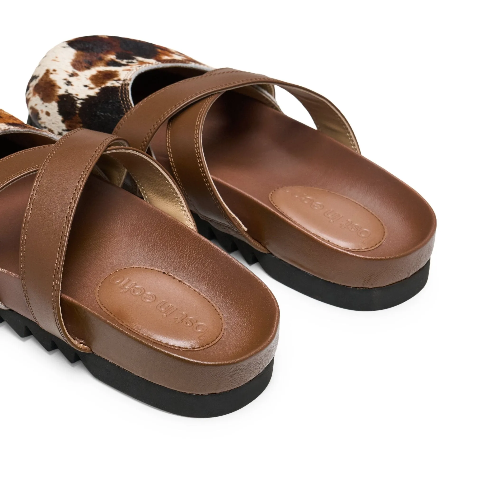 Cross Strap Bun Head Birkenstock Slippers In Coffee Brown
