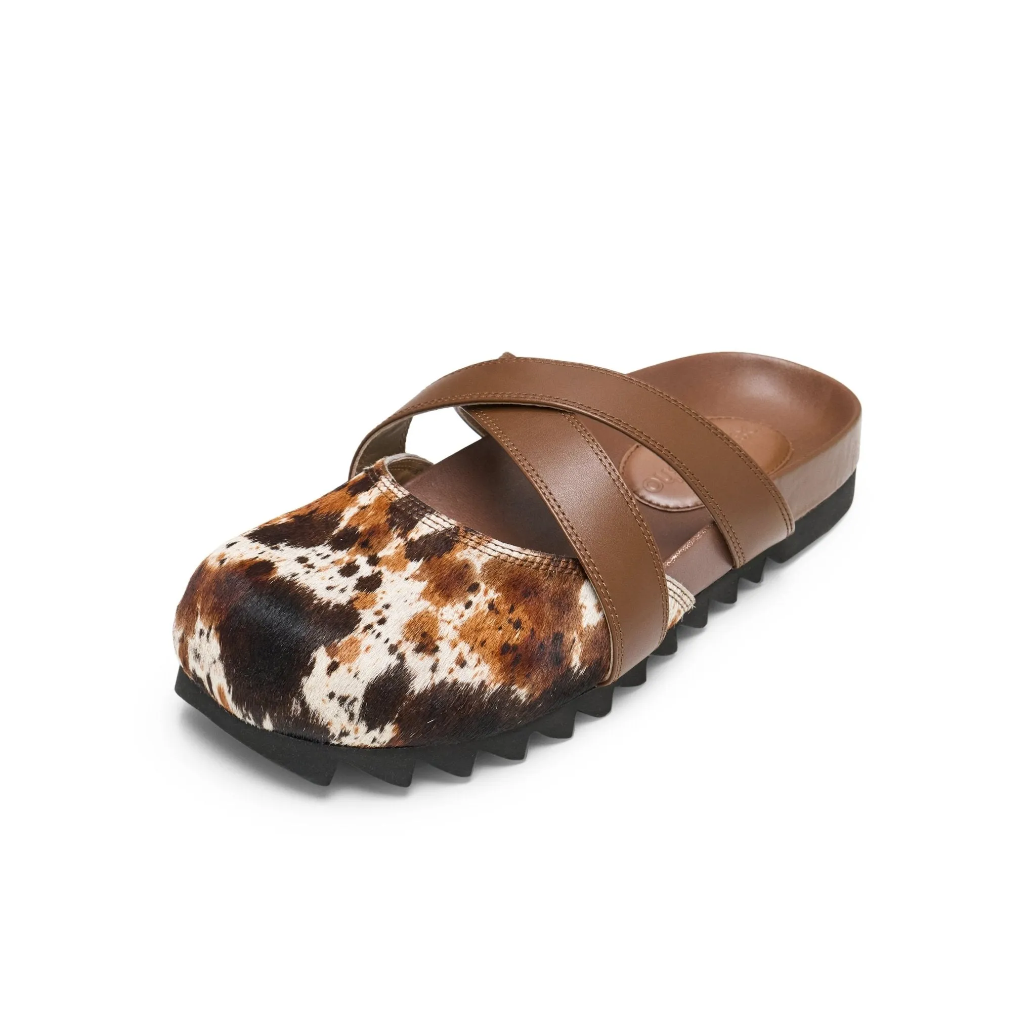 Cross Strap Bun Head Birkenstock Slippers In Coffee Brown