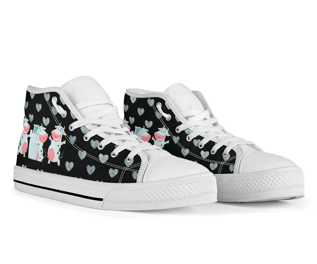 Cute Cow milk  - High-Top Shoe WOMEN'S and MEN'S