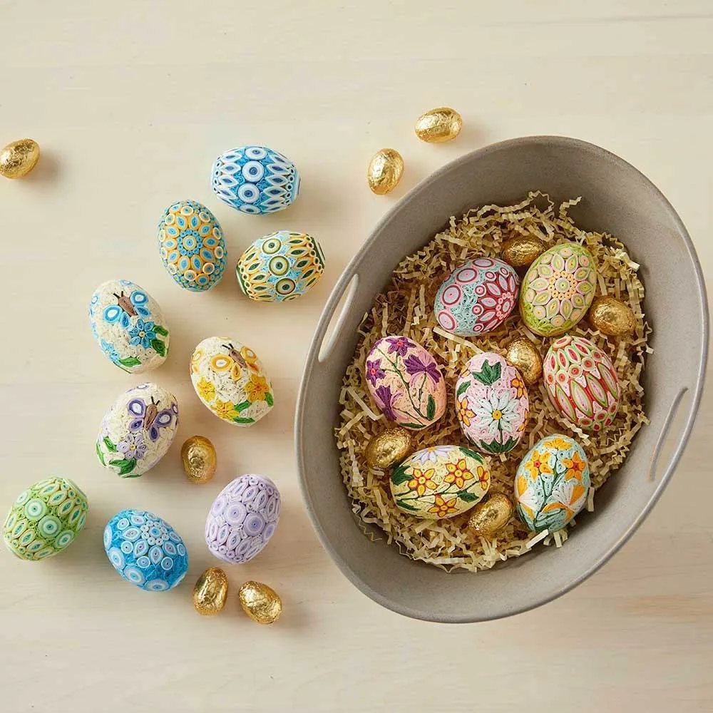 Easter Eggs Set of 4 - Quilled Spring Garden Eggs
