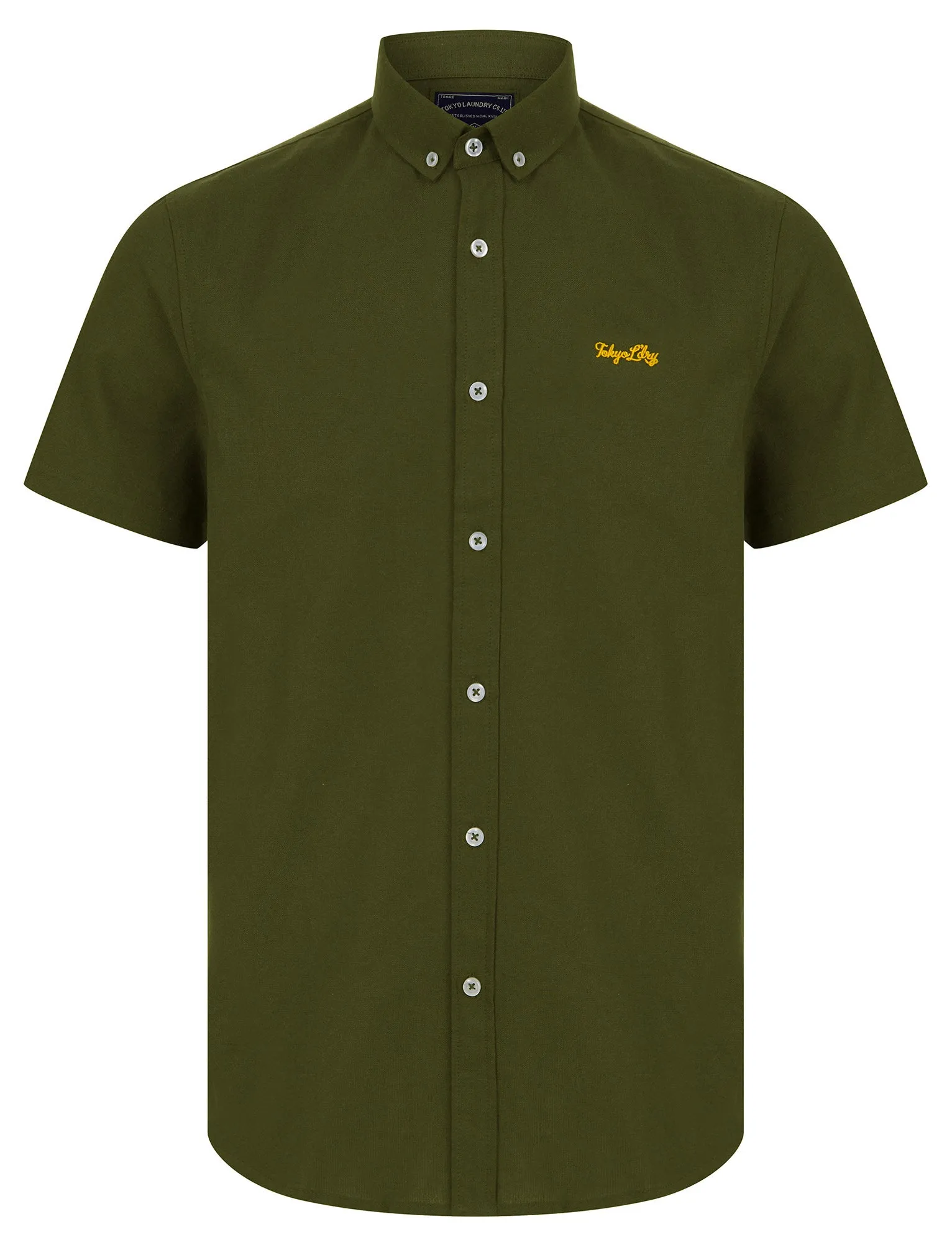 Elbury 2 Short Sleeve Cotton Twill Shirt in Olive Night  - Tokyo Laundry