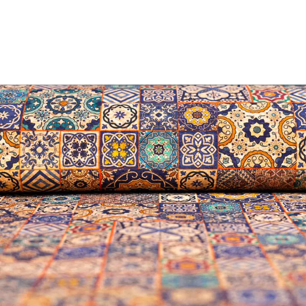 Exquisite Decorative Ceramic Tile Patterns on Cork Fabric COF-500