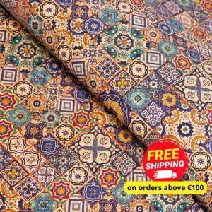 Exquisite Decorative Ceramic Tile Patterns on Cork Fabric COF-500