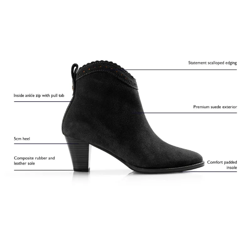 Fairfax & Favor Regina Ladies Suede Ankle Boot - Black