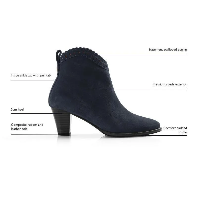 Fairfax & Favor Regina Ladies Suede Ankle Boot - Navy