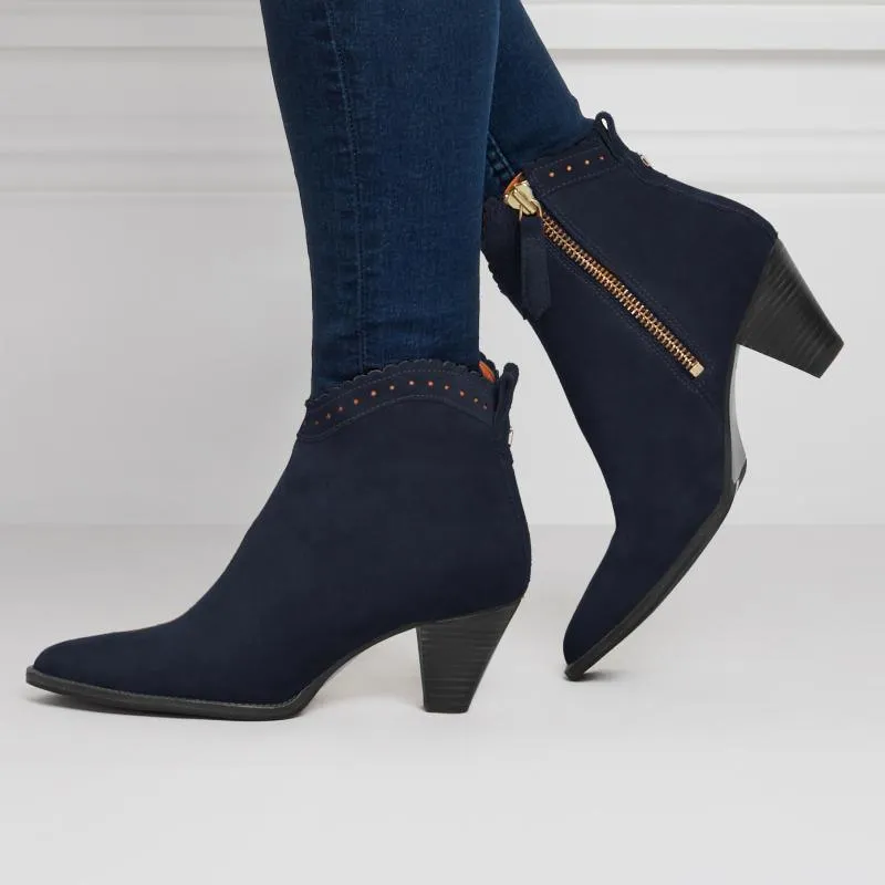 Fairfax & Favor Regina Ladies Suede Ankle Boot - Navy