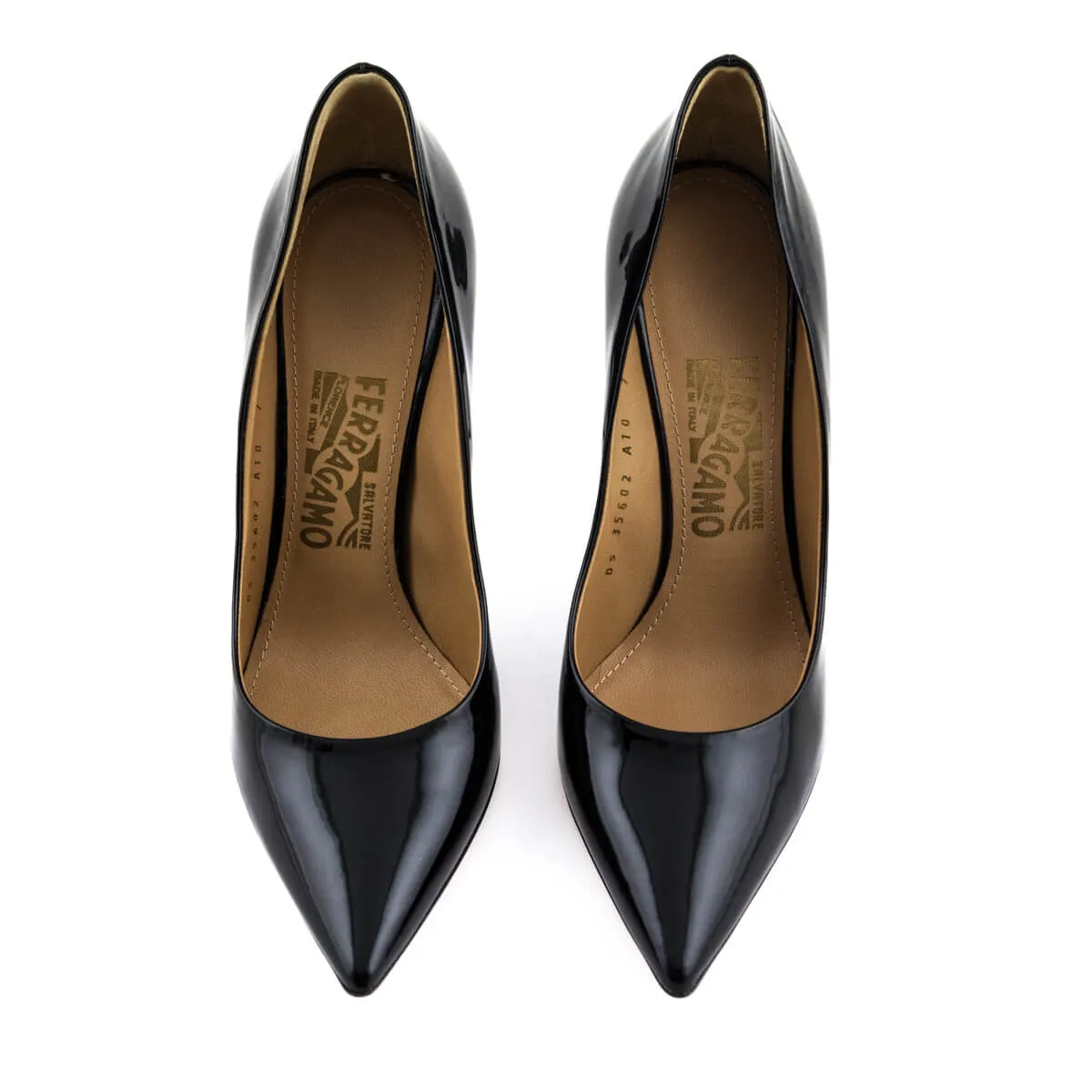 Ferregamo Black Patent Susi 100 Pumps Size US 7 | EU 37