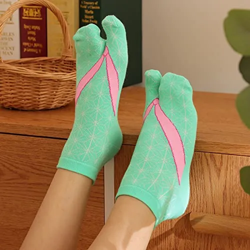Flip Flop Two Toe Ankle Tabi Sock for Women - 4 Pairs