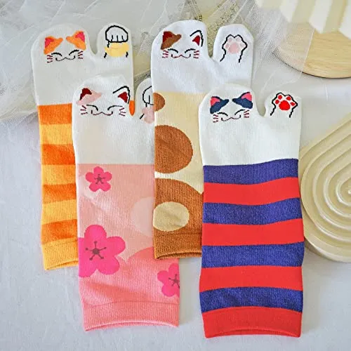 Flip Flop Two Toe Ankle Tabi Sock for Women - 4 Pairs