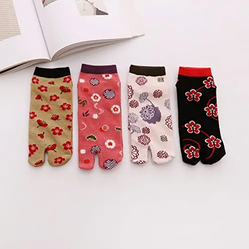 Flip Flop Two Toe Ankle Tabi Sock for Women - 4 Pairs