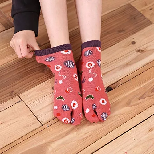 Flip Flop Two Toe Ankle Tabi Sock for Women - 4 Pairs