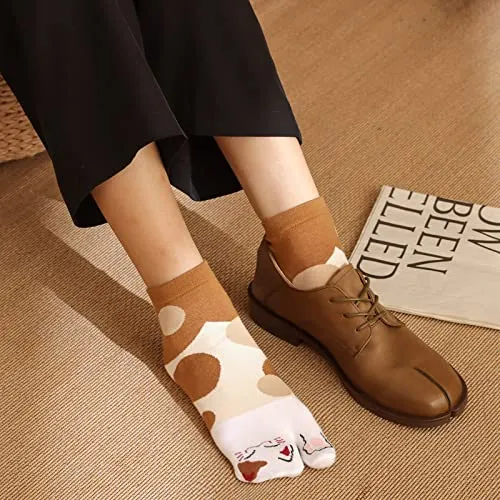 Flip Flop Two Toe Ankle Tabi Sock for Women - 4 Pairs