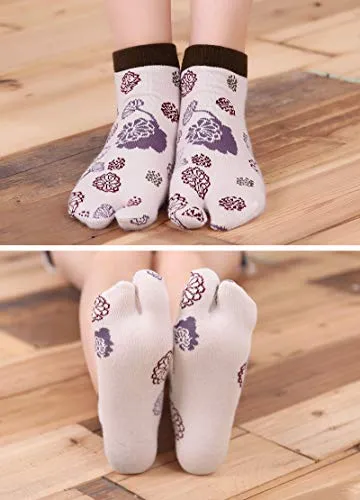 Flip Flop Two Toe Ankle Tabi Sock for Women - 4 Pairs
