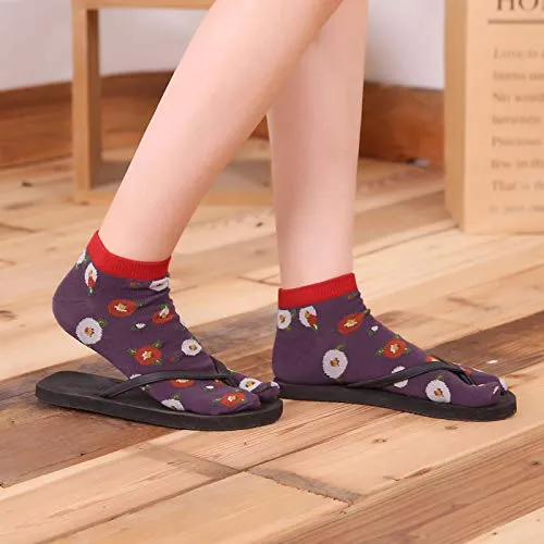 Flip Flop Two Toe Ankle Tabi Sock for Women - 4 Pairs