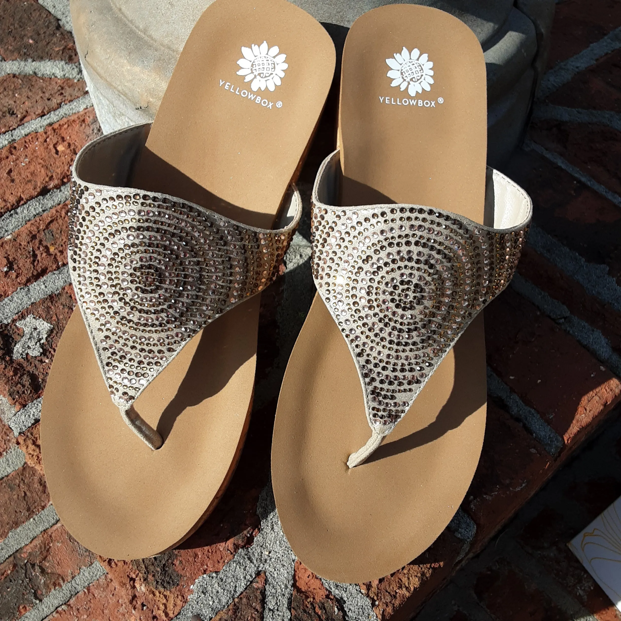 Glitzy Cork Wedge Thong | Yellow Box Footwear