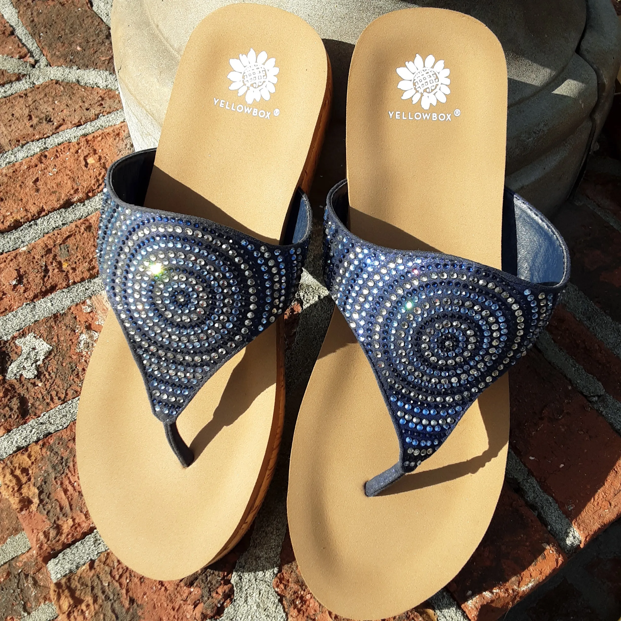 Glitzy Cork Wedge Thong | Yellow Box Footwear