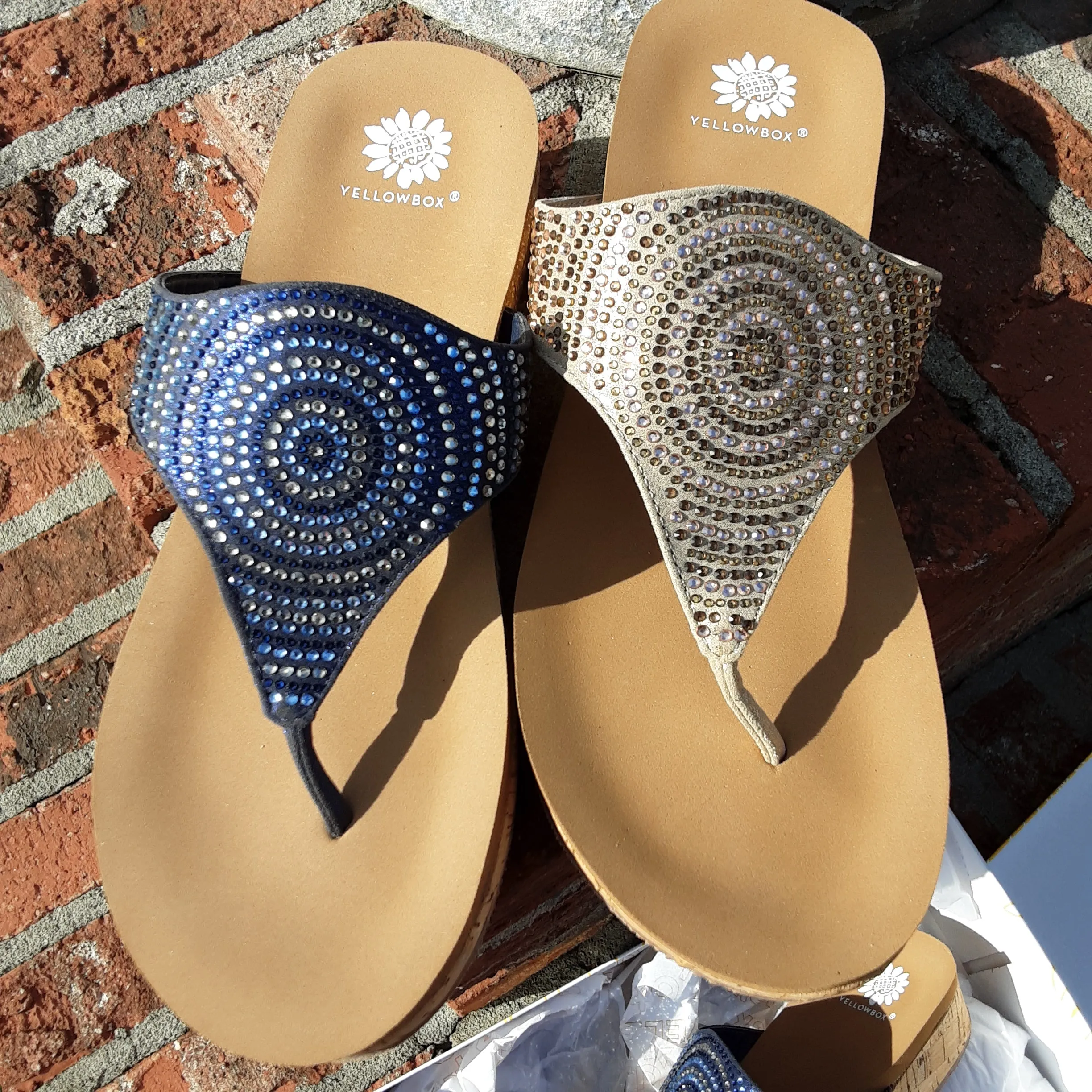 Glitzy Cork Wedge Thong | Yellow Box Footwear