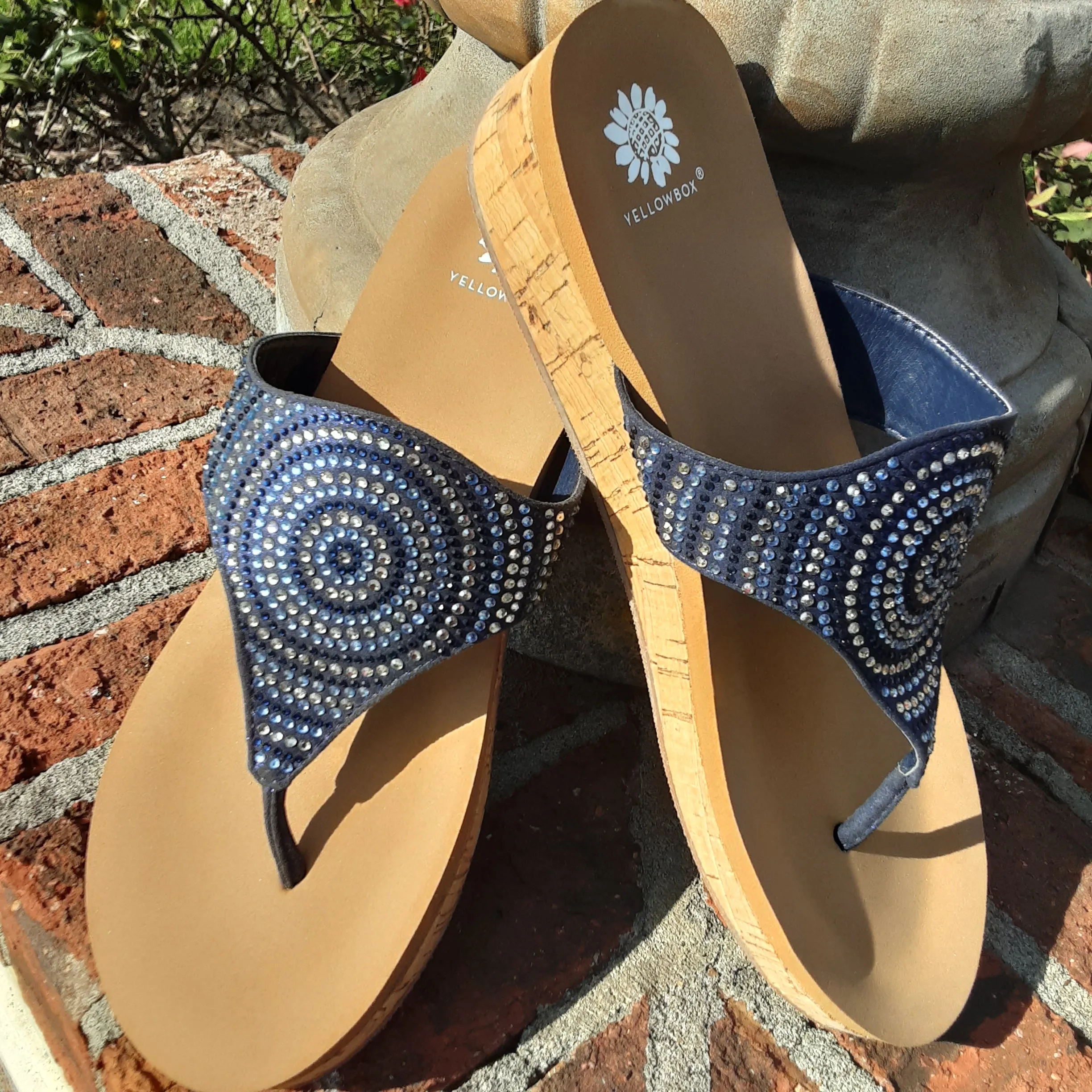 Glitzy Cork Wedge Thong | Yellow Box Footwear