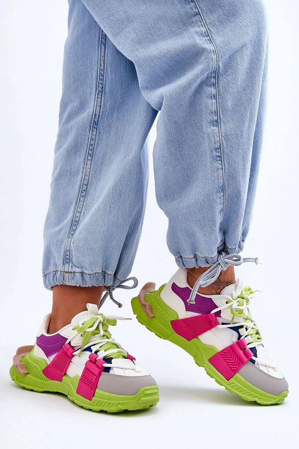 Green Pink Fashion Eco Leather Sneakers