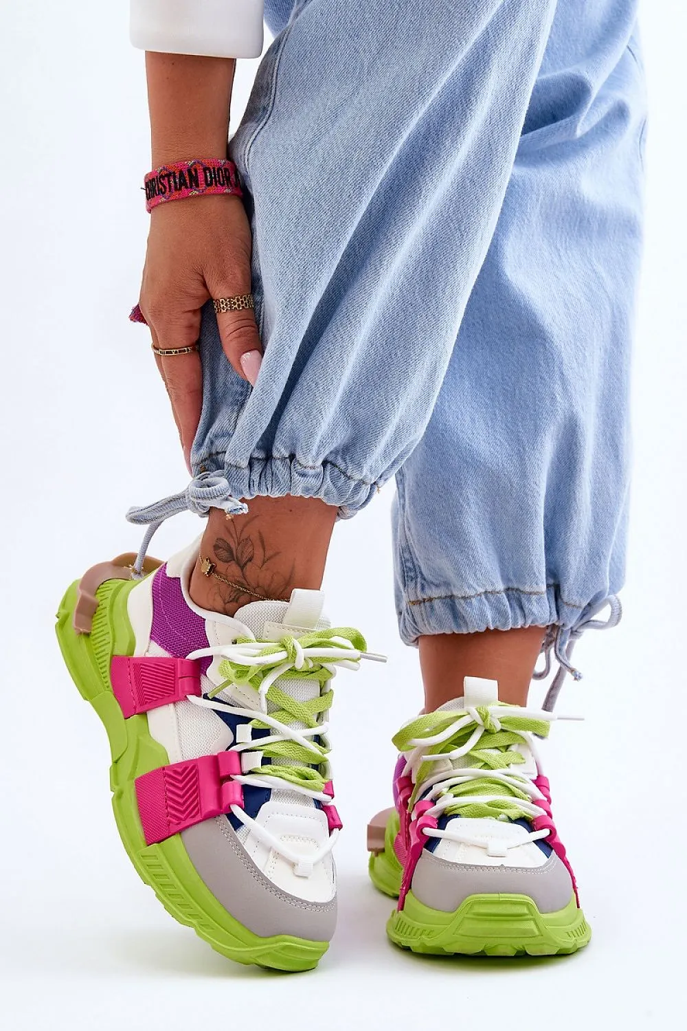 Green Pink Fashion Eco Leather Sneakers